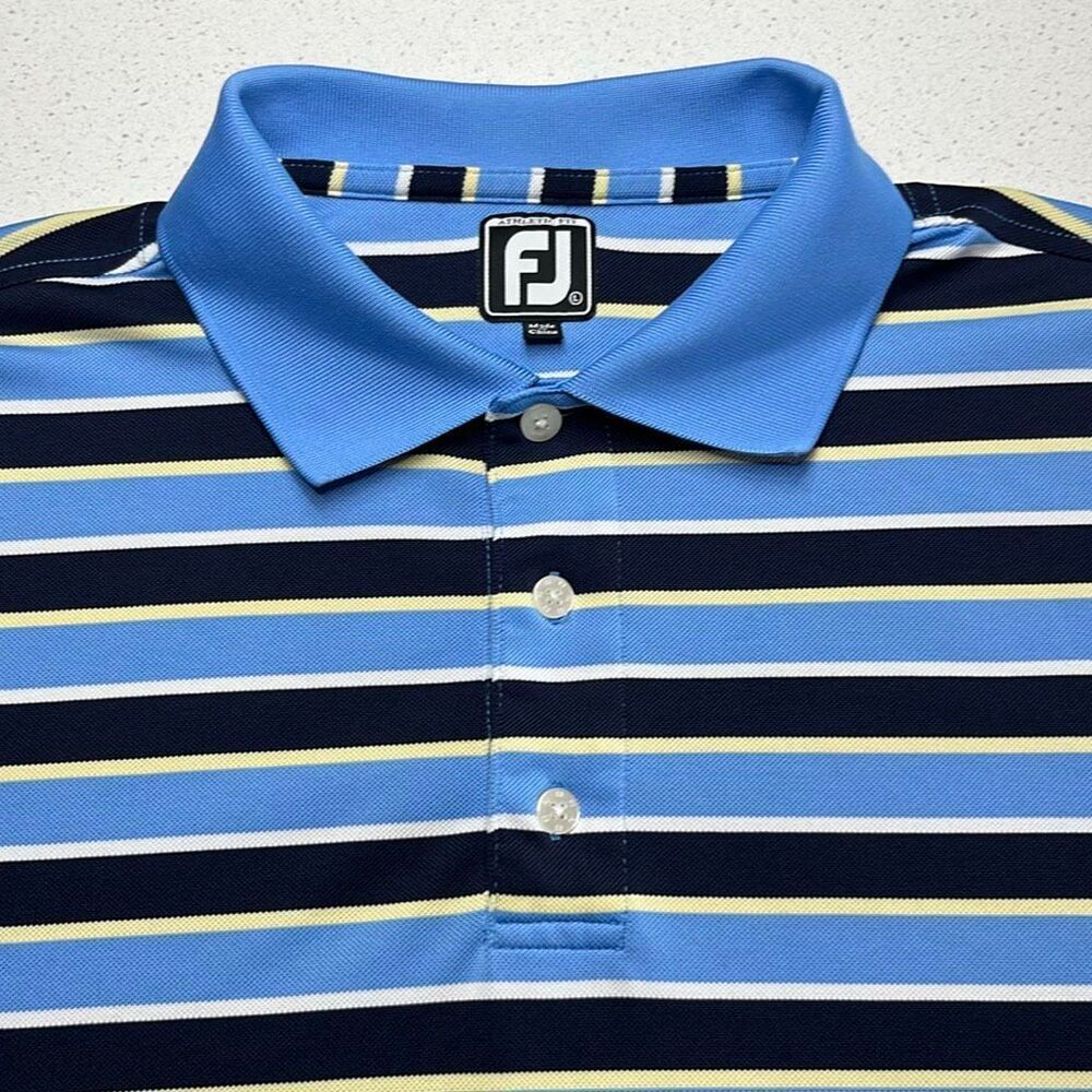 FootJoy FJ Titleist Logo Striped Athletic Fit Polo Mens Large